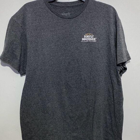 Simply Southern Women's Gray Elevate your Soul Short Sleeve Shirt Size Large - Picture 1 of 6